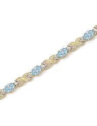 10kt Yellow Gold Oval Aquamarine and Diamond Bracelet