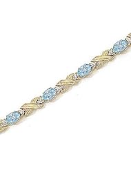 14kt Yellow Gold Oval Aquamarine and Diamond Bracelet