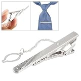 Rosallini Silver Tone Rhinestone Decor Clip Necktie Clasp for Men