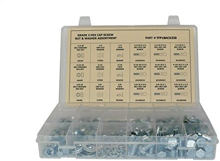 330 Piece Grade 2 Hex Cap Screw Nut & Washer Assortment - Ships FREE in the USA