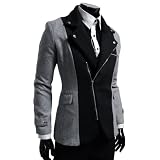 TheLees Mens casual rider style slim zipper blazer jacket