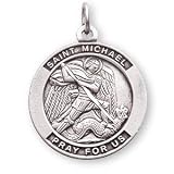 Sterling Silver St Michael Medal and 20-inch Chain