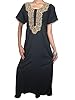 Womans Black Caftan Dress Embroidered Long Muumuu Kaftans Loungerwear Dresses M Sz