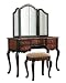 Powell Canton Vanity with Trifold Mirror and Bench, Black/Red