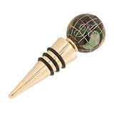 Gemstone Globe Gold Wine Bottle Stopper - Black Opalite