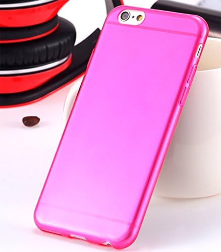 GC&amp;C Apple iphone 6 Case 4.7inch Slim Crystal Back Protect Skin Rubber Phone Cover Fundas Silicone Gel Cases Super Flexible Transparent Clear TPU (Thin Hot Pink)