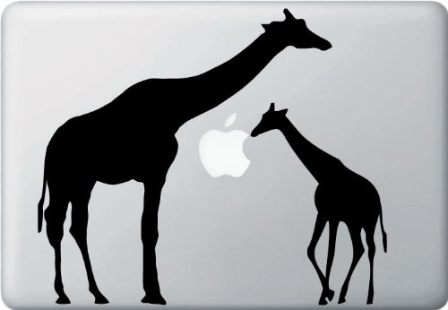 Mom and Baby Giraffe - Macbook or Laptop Decal (BLACK)