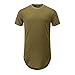OLRIK Unisex Cashews Tattoos Hip Hop Side Zip up Extra Long T Shirts ArmyGreen M