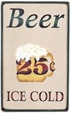 Beer - .25 Wood Rustic Sign - Navy Blue Board-Frame-Cream Letters