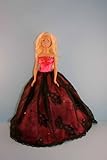 IMAGE OF Amazing Hot Pink Strapless Ball Gown with White Fur shawl Made for the Barbie Doll