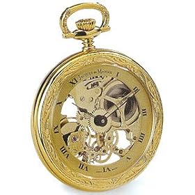 Click here to buy Pocket Watch - Jacques du Manoir Brass Case Open Skeleton Watch by Goldfinger.