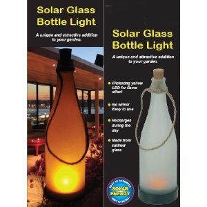 Solar Powered Bottle Light With Candle Glow -Indoor or OutDoor use