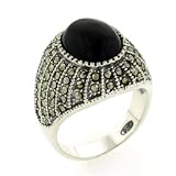 Sterling Silver Oval Cut Onyx Class Ring