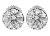 1.64 ct. TW Round Diamond Stud Earrings 14k Bezel Setting Screw Backs