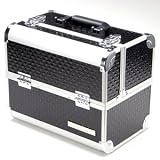 Boite mallette A maquillage coiffure bijoux valise coffre cosmetique noir de luxe