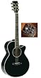 Tanglewood TW-49 BK DLX-E Super-Folk Elektro Akustik-Gitarre, schwarz