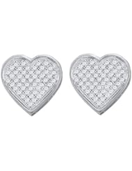 10KT White Gold 0.30 CTW Diamond HEART Earrings