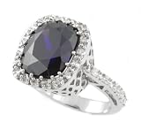 Sterling Silver Rectangular Cut CZ Ring with Filigree Accents