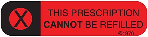 PHARMEX 1-27G Permanent Paper Label, "PRESCRIPTION CANT", 1 9/16" x 3/8", Red (500 per Roll, 2 Rolls per Box)