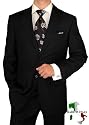 Gino Valentino Made in Italy Mens Suit Wool / Silk 150's 2 Button Canvas Front Jacket Flat Front Pants Custom Working Buttonholes Business Suit Jet Black with Black Stripe