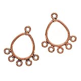 Real Copper Drop Chandelier Earrings 5 Ring 22mm (1 Pair)