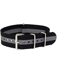 20mm James Bond Nylon Nato Watch Band Military Strap G10 | Timex Weekender Replacement Strap - Black Gray