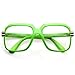Large Color Coated Square Oversized Hip Hop Clear Lens Glasses (Green)