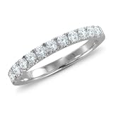 Pave Diamond Wedding Band Ring in 18k White Gold Band (G, SI1, 0.45 cttw) Certificate of Authenticity