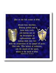 Art and Craft Supply: 3dRose ht_40072_3 Ephesians 6 Verses 10, 14, 15 Armor of God Breastplate, Shield, Swords Iron on Heat Transfer, 10 by 10-Inch - 3dRose LLC