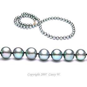 Single Strand 22 Inch 7-8mm Black Freshwater Cultured Pearl Necklace by Augustina Jewelry