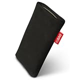 fitBAG Folk Schwarz Handytasche Tasche aus feinem Wildleder Echtleder mit Microfaserinnenfutter für Samsung Galaxy S 2 / II i9100