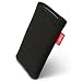 fitBAG Folk Schwarz Handytasche Tasche aus feinem Wildleder Echtleder mit Microfaserinnenfutter f�r HTC Desire S (Saga)