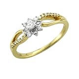 14k Two-Tone Gold Diamond Wedding Engagement Ring / Band, Size 7.5 (HI, SI-I, 0.20 carat)