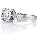 Sterling Silver 3-Stone Cubic Zirconia CZ Ring - Women's Engagement Wedding Ring Size 8 image 2