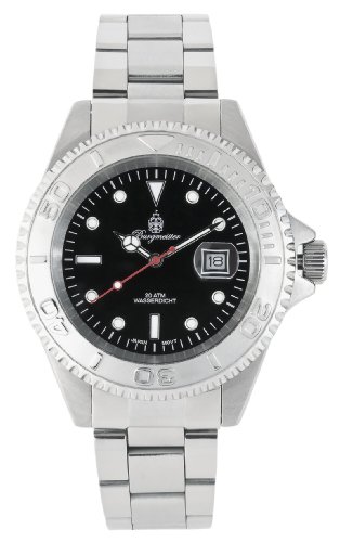 Burgmeister Paris BM403-121 Herren Quarz Uhr Edelstahl drehbare Lünette schwarzes Zifferblatt Datum doppelte Sicherheitsfaltschließe