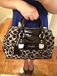 Coach Signature Ashley Sabrina Duffle Satchel Bag Purse Tote 15443 Black White