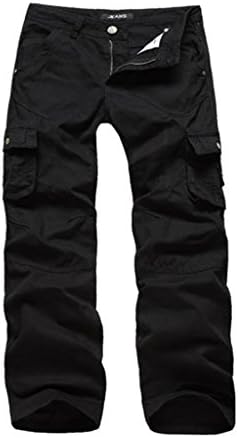 FENGTAI Men's Fashion slim Fit Cotton Cargo Casual Pants Black 34