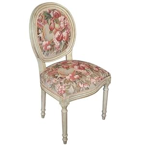 123 Creations C426WDC Pair of Cornucopia Needlepoint Dining Chairs in White Wash - 100 Percent Wool by 123 Creations