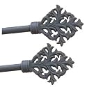 Curtain Rods Black Wrought Iron, Curtain Rod Set Celtic Leaf adjustable 28 to 48in.