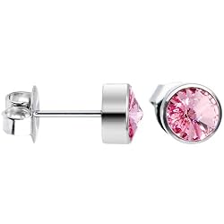 6mm Bezel October Birthstone Stud Earrings