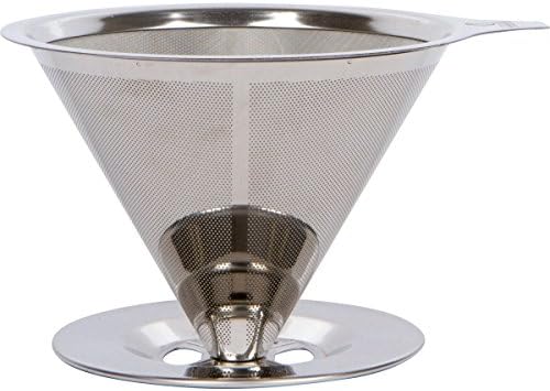 TrulyAll Reusable Fine Mesh Style Stainless Steel Pour Over Coffee Filter and Single Cup Coffee Maker