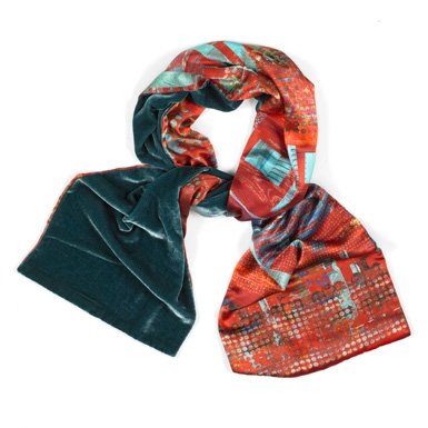 Velvet Techno Silk Scarf (Red)