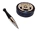 Desktop Tire & Rim Pen Holder with Free Standing Nickel Plated Black Ink Pen (Blue Ink).