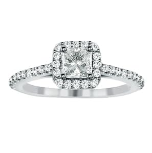 1.35 CT Princess Cut Diamond Engagement Ring in 14k White Gold Micro Pave Setting - Size 6