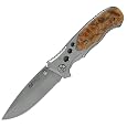 Mtech Silver Folding Knife with Wood handle