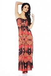 Sexy Strapless Paisley Spring Summer Maxi Dress 