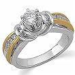 14K Two Tone Crown Shaped Diamond Engagement Ring (Center stone is not included)