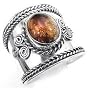 Sterling Silver Renaissance Amber Armor Ring (Size 5,6)