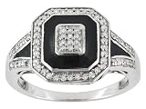 .25CTW DIAMOND AND BLACK ENAMEL PLATINUM OVER STERLING SILVER RING