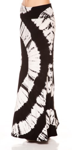 A.S Tie Dye Big Circle Lovely Drape Fold Over Waist Maxi Long Skirt